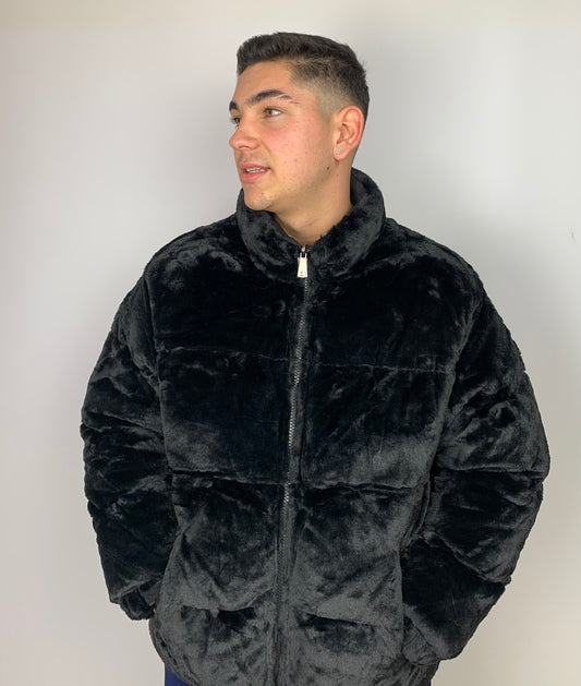 Chaquetón pelo de oso negro reversible